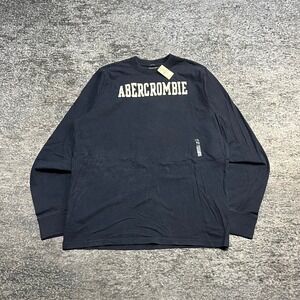 NWT Abercrombie and Fitch Long Sleeve Shirt Mens XXL Navy Blue Vintage Y2K